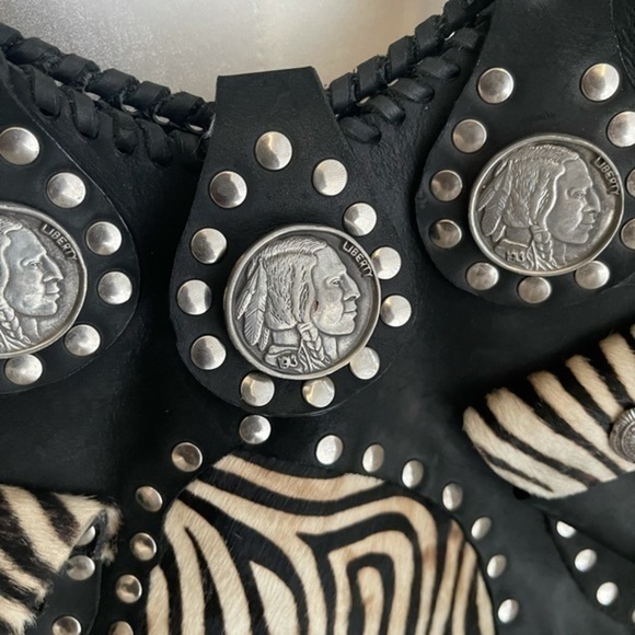 RARE 1913 Liberty Buffalo Indian head coin concho hippie biker leather bag - Picture 4 of 11